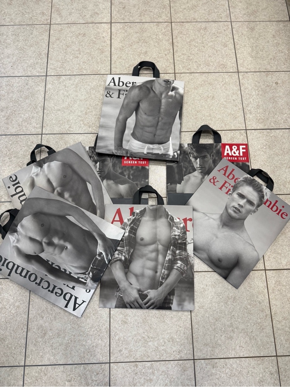 Abercrombie & Fitch Vintage Shopping Bags.. lot of 7